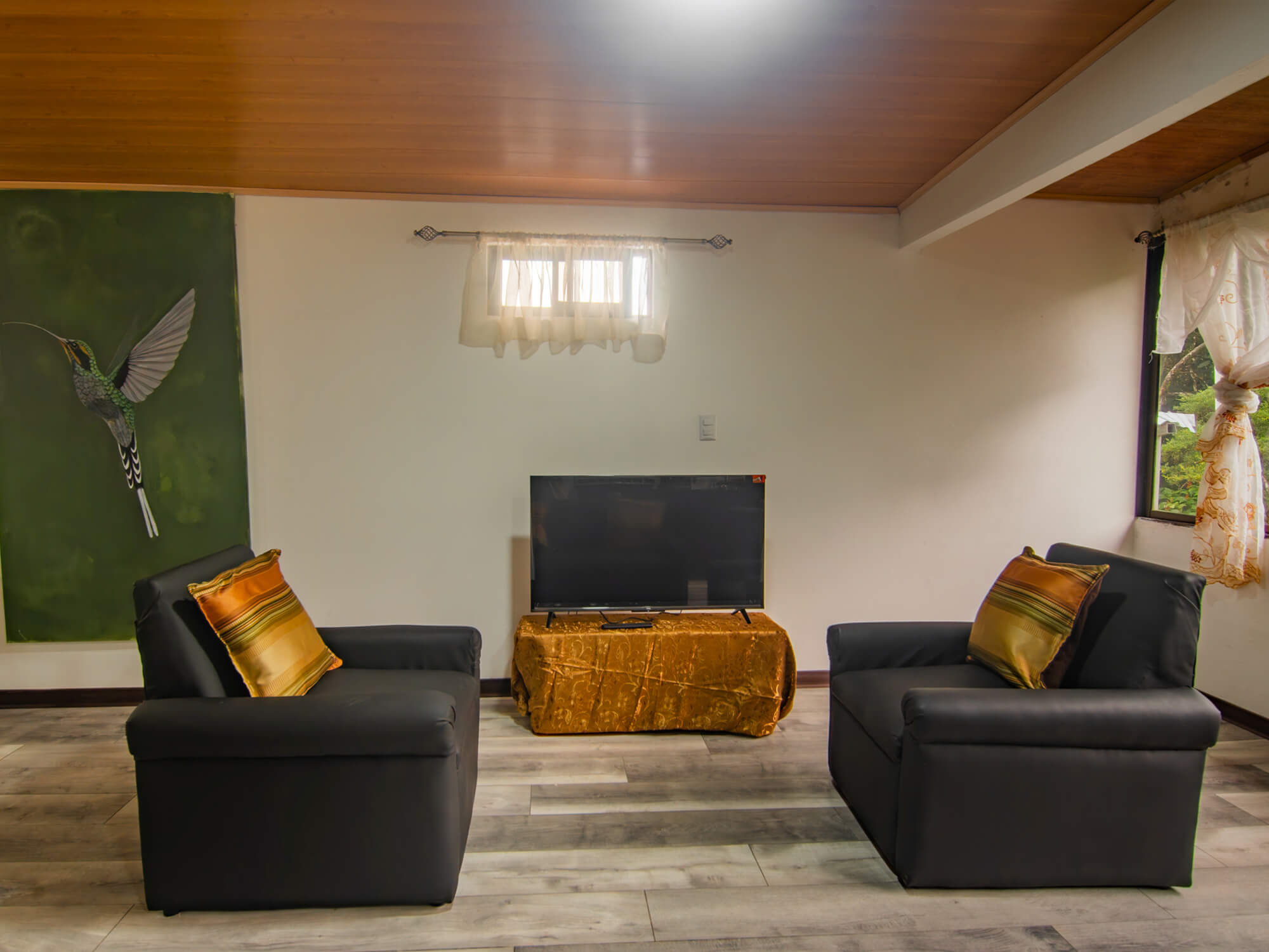 Smart TV and armchairs in the studio living space